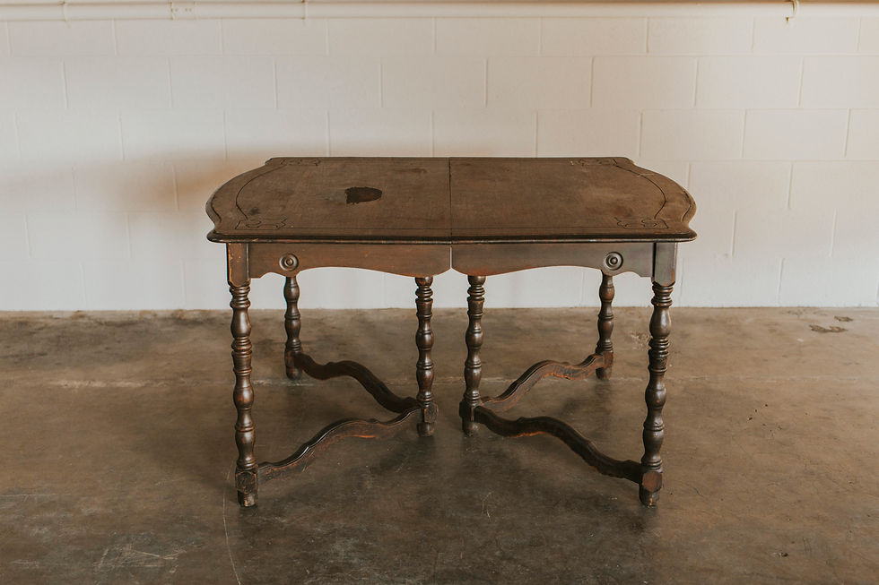 Thumbnail: Vintage dark wood writing table with turned legs