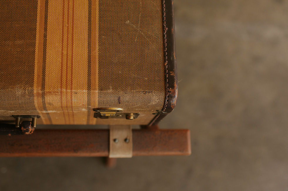 Thumbnail: Vintage Ohio Suitcase with light stripes on a stand