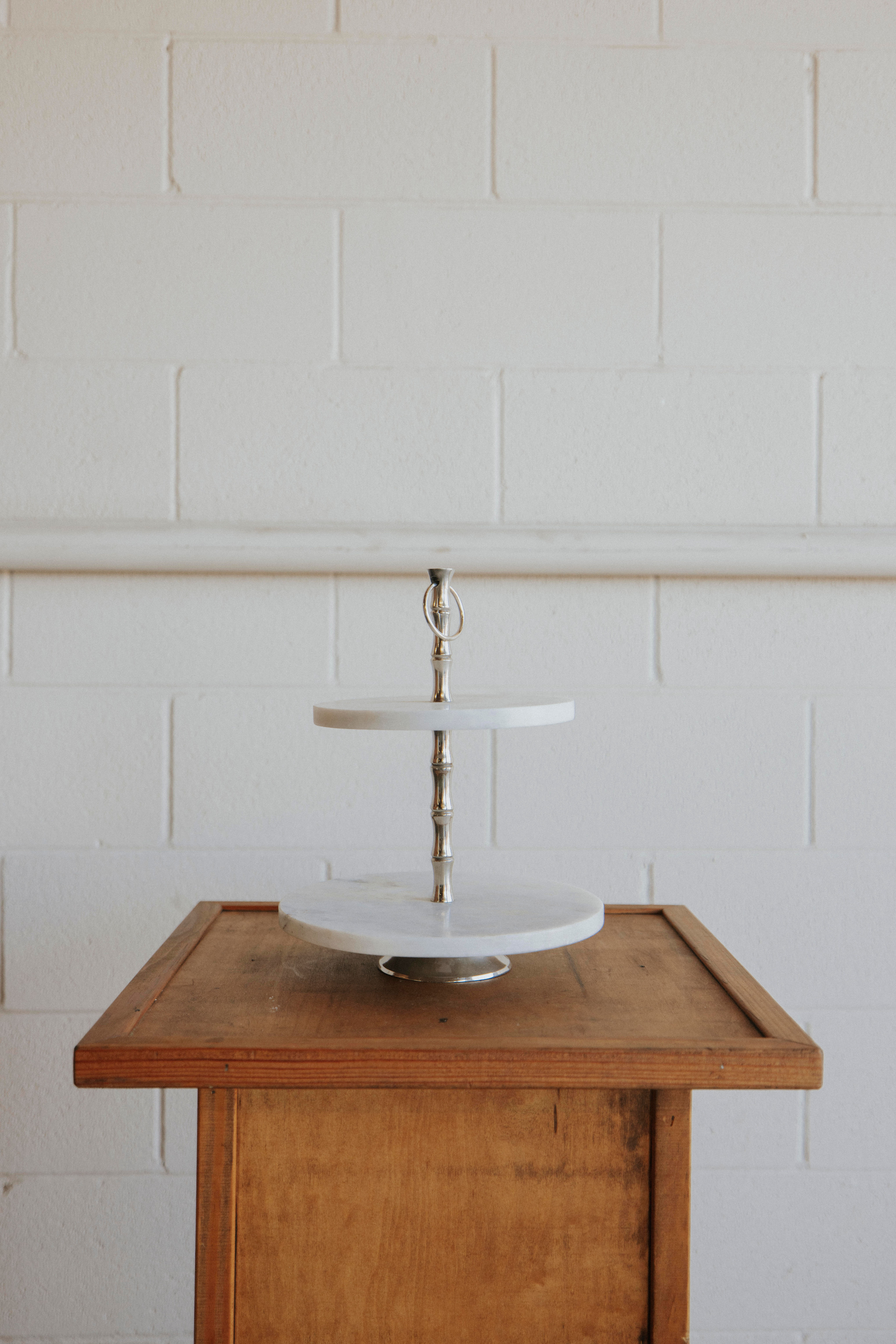2 Tier Marble Cake Stand