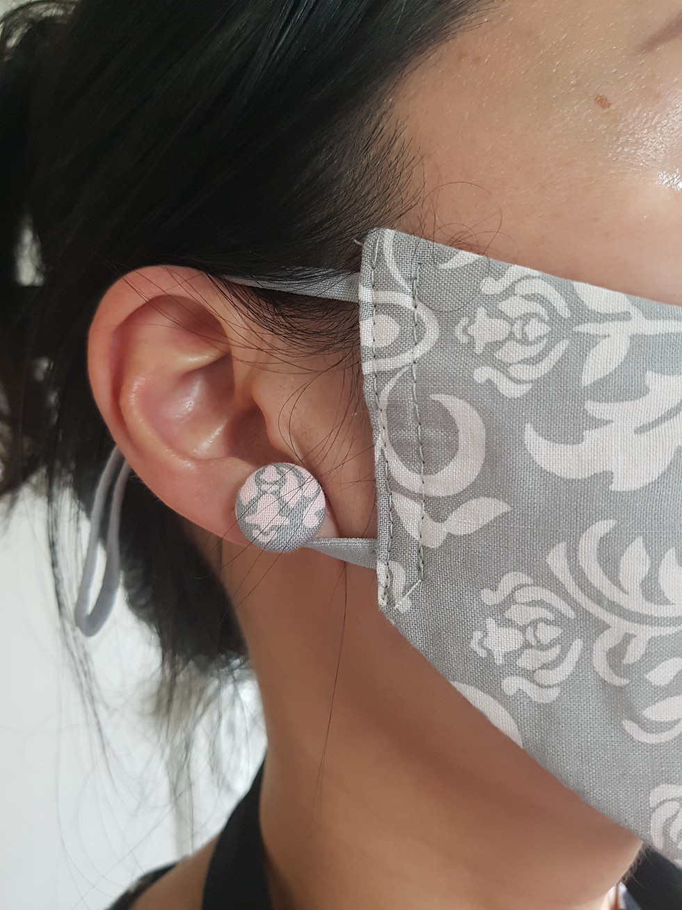 Thumbnail: Handmade fabric earring  | earring stud | button earring