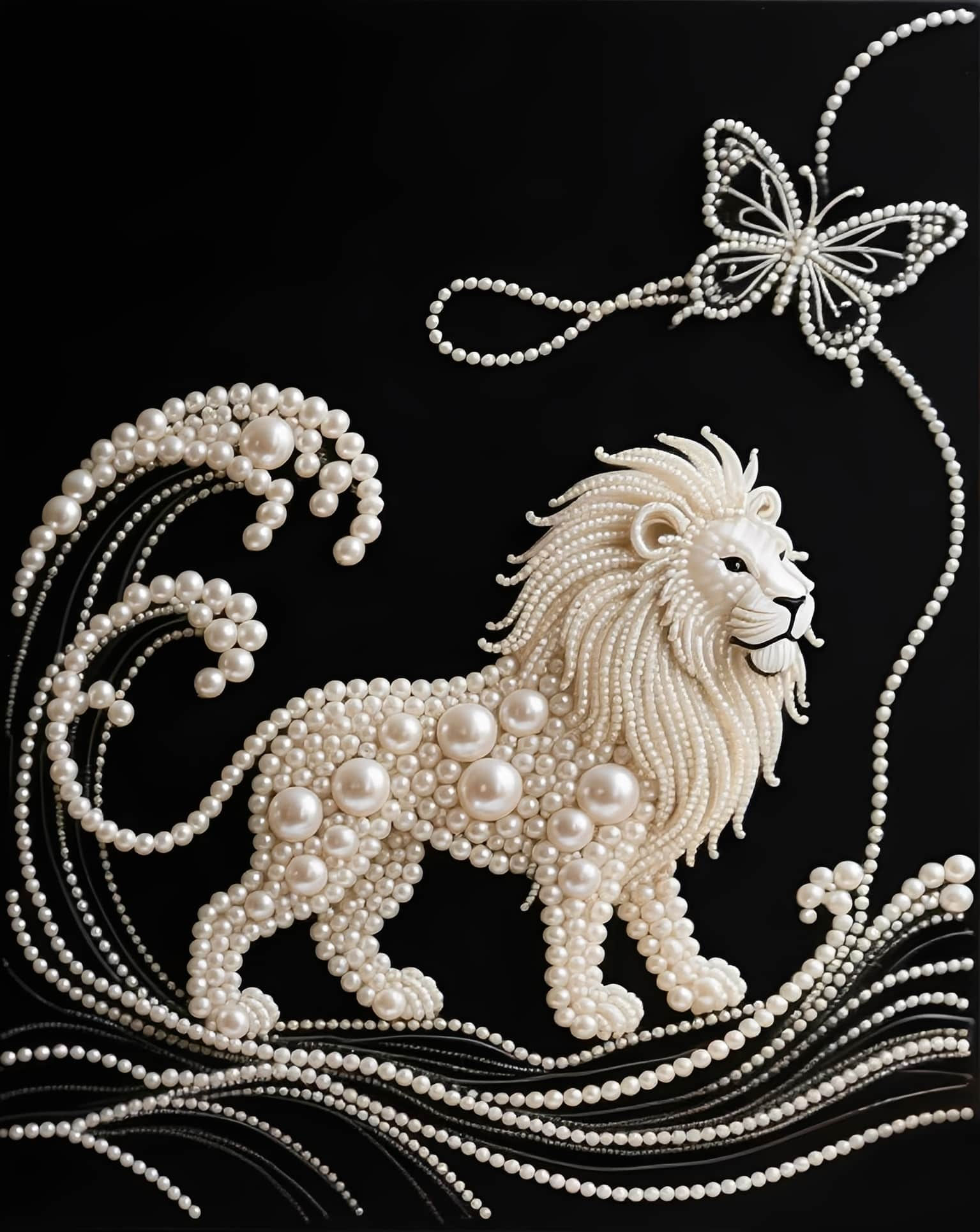 White Lion Diamond Painting Kit | Majestic Animal DIY Art