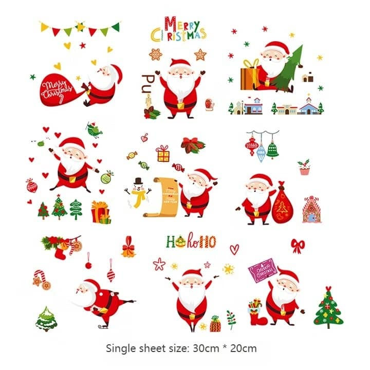 Thumbnail: Christmas Window Stickers – 9-Piece Reusable Static Cling Set