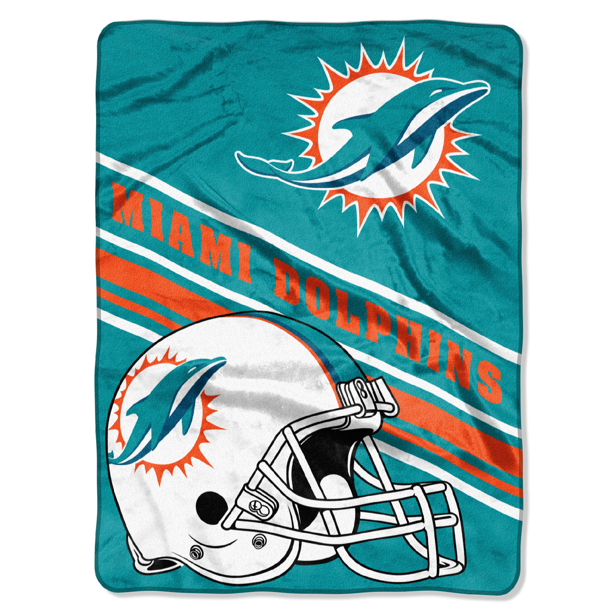 Dolphins OFFICIAL NFL "Slant" Raschel Throw Blanket;  60" x 80"