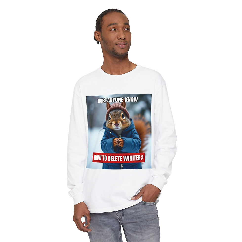 Thumbnail: Long Sleeve Tee  Funny Squirrel Meme “How to Delete Winter?”