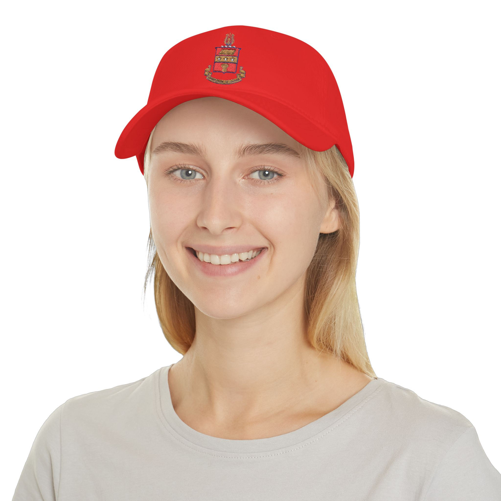 Embroidered Crest Low-Profile Baseball Cap — Red Heritage Hat