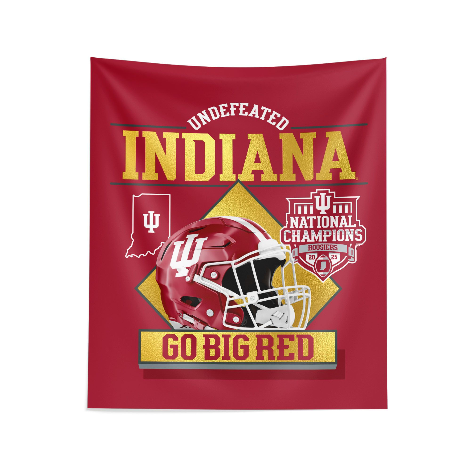 2025 NCAA Football Championship Indiana Hoosiers Golden Wall Hanging 34x40 inche