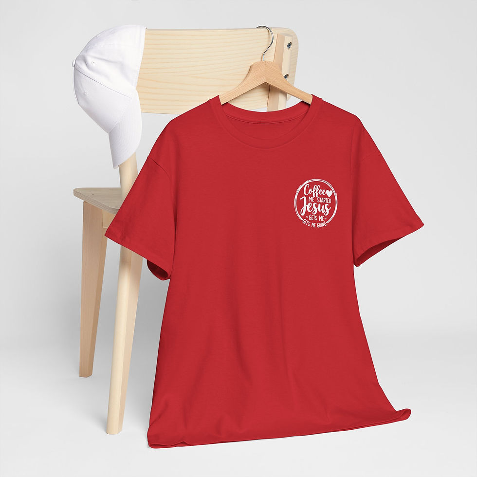 Thumbnail: Coffee Me Started Jesus Tee — Christian Faith & Coffee Graphic T-Shirt