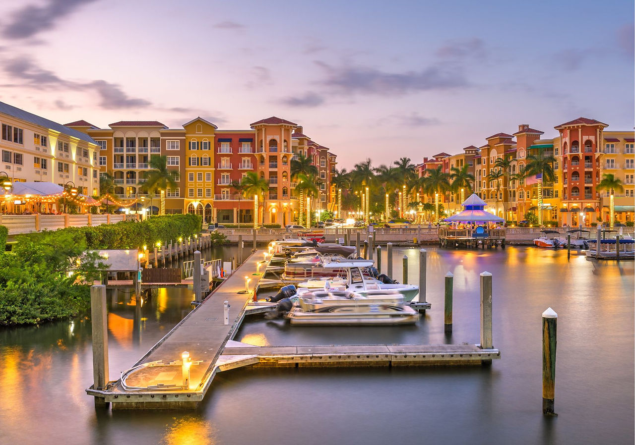 docks view in Naples, FL