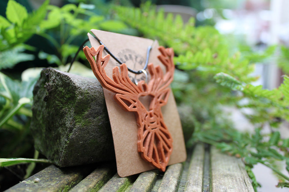 Thumbnail: Stags Head Antlers 3d Printed Wood PLA Pendant