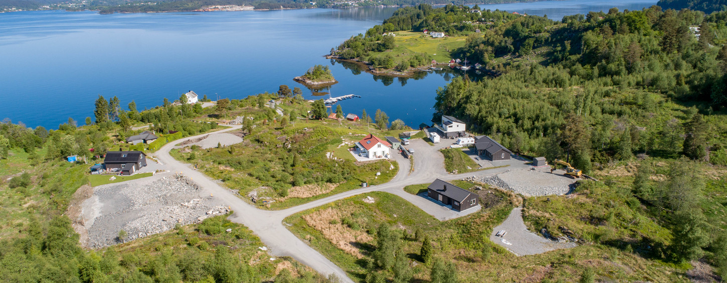 Dronebilde av feltet og nærområdet