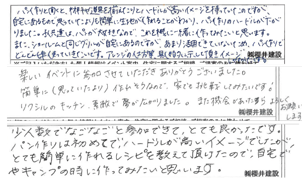 ご参加いただいたみなさんにアンケートをご記入いただきました。
