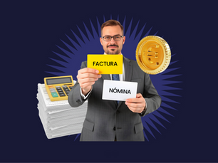 Asesor bcount con dos sobres: factura y nómina.
