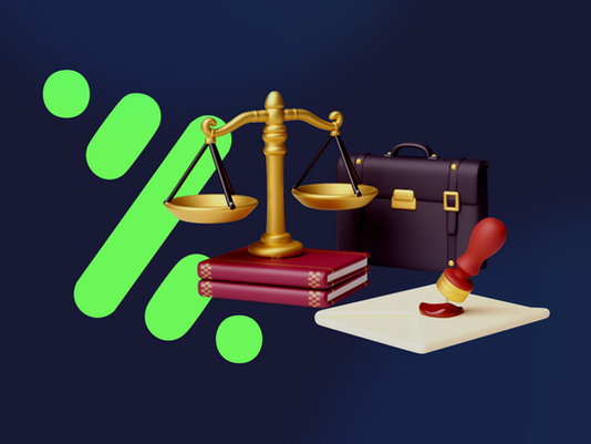 Maletín, balanza y documentos legales sobre una mesa: imagen representativa de obligaciones fiscales y contables para empresas y autónomos.