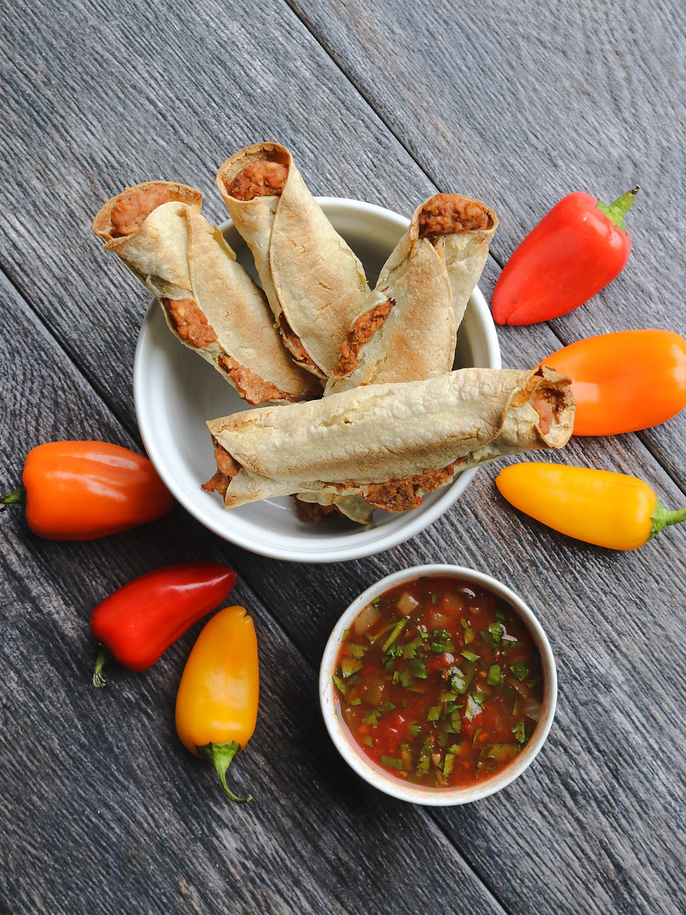 Oven Baked Refried Bean Taquitos