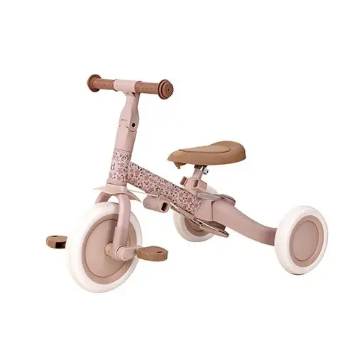 Tricycle-4-en-1-rose-fleuri-Little-Dutch