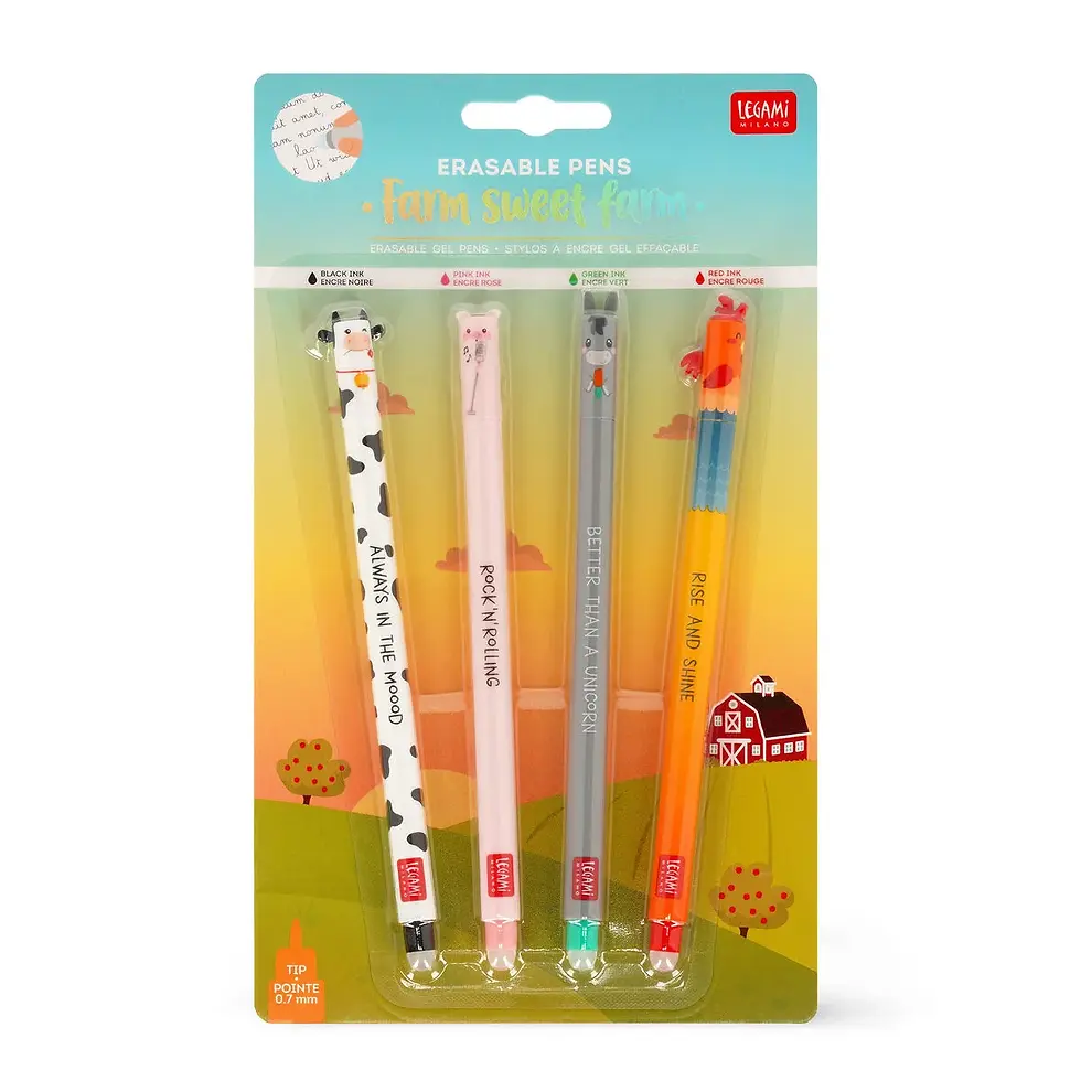 Miniature : 4-Stylos-à-Encre-Gel-Effaçable-Ferme-Legami