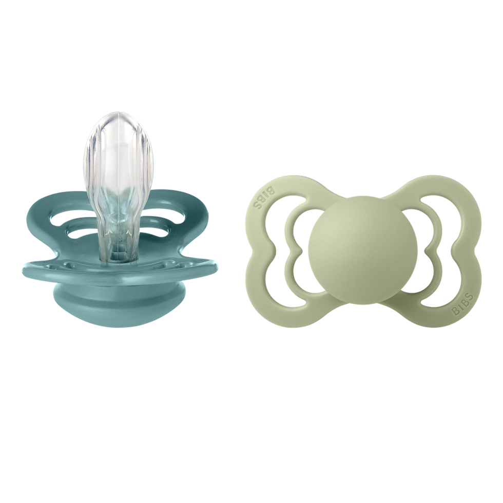 Pack x 2 Tétines bibs suprême taille 2 - Bleu etang/vert sauge