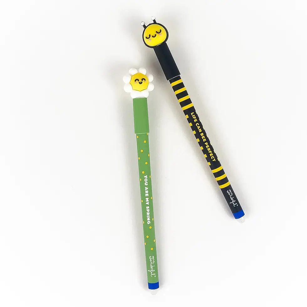 Miniature : Set-de-2-stylos-effaçables-Bo-Bo-abeille-marguerite-recharge-Mr-Wonderful