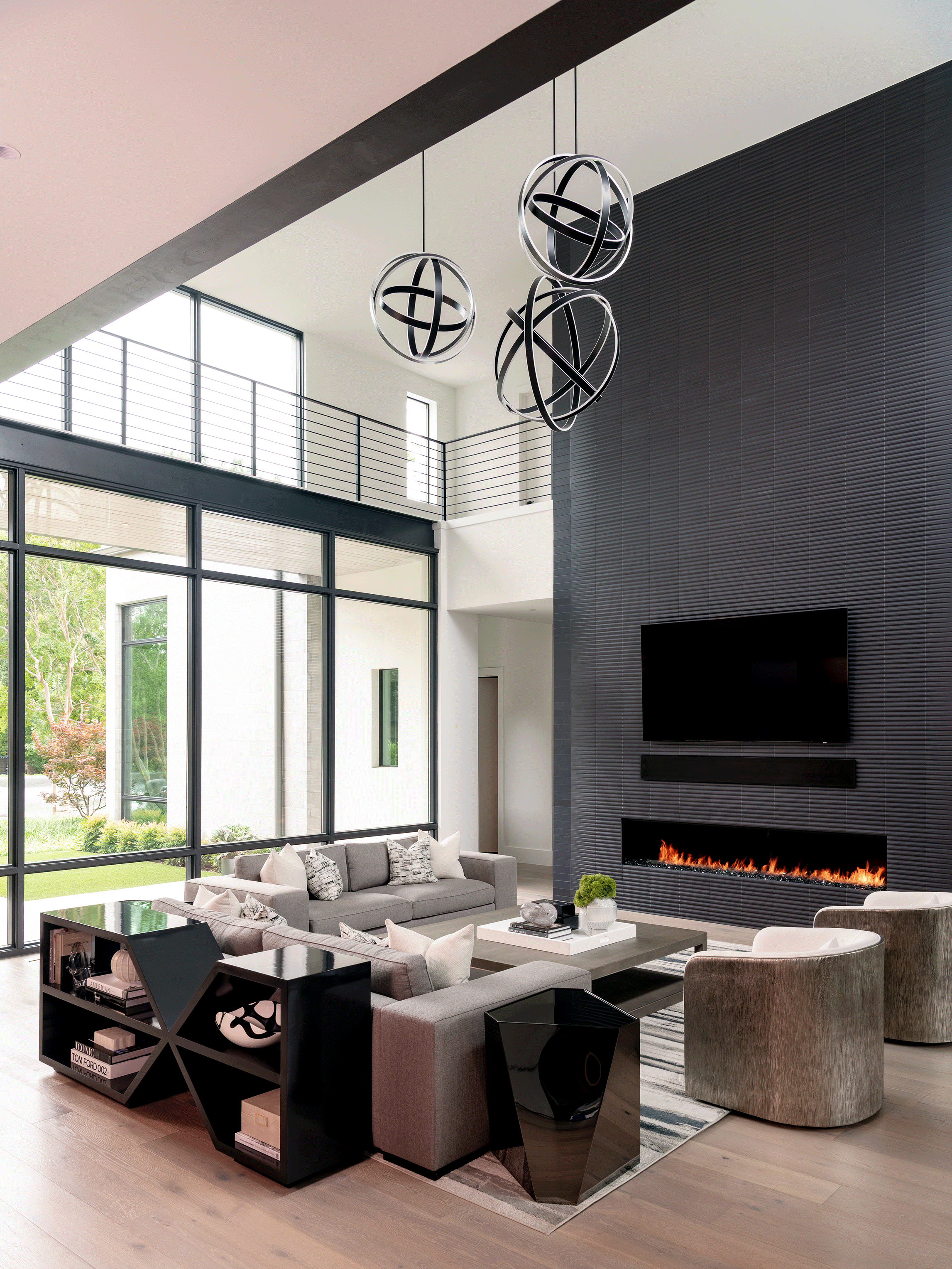 Modern, neutral and gray living room design.