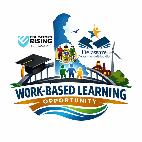 Logo for Delaware Educators Rising Work-Based Learning opportunity.