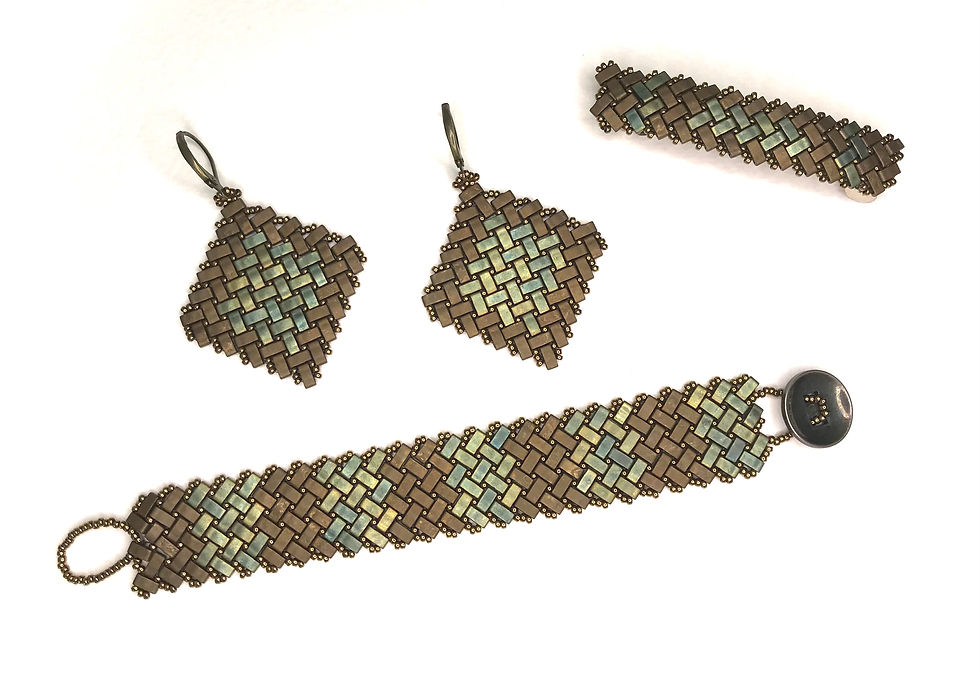 Thumbnail: Half-tila Patina Iris Earrings