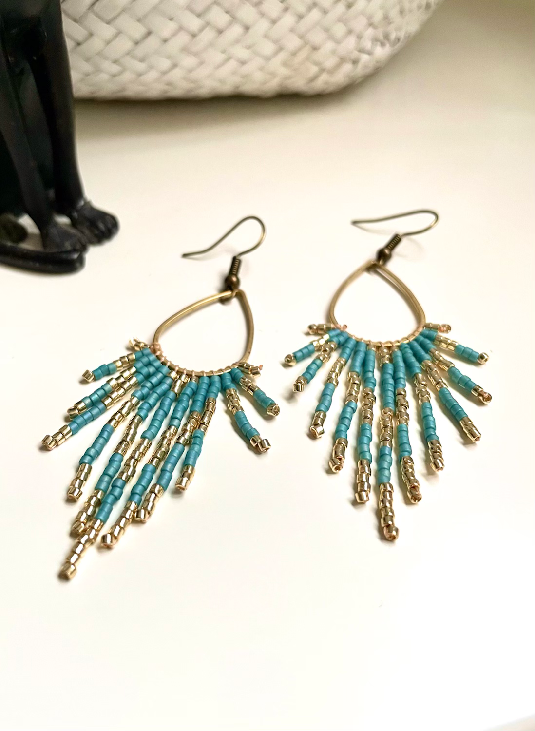 Drop Turquoise Miyuki earrings