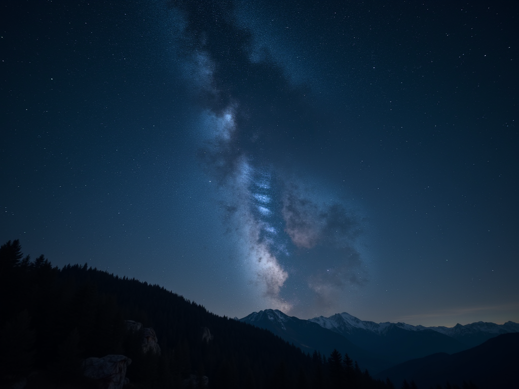 An ethereal display of stars and nebulae in the vast night sky.