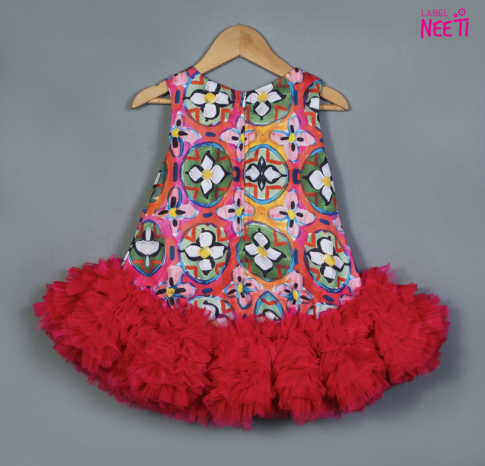 Thumbnail: Abstract Printed Dress With Shaded Frills