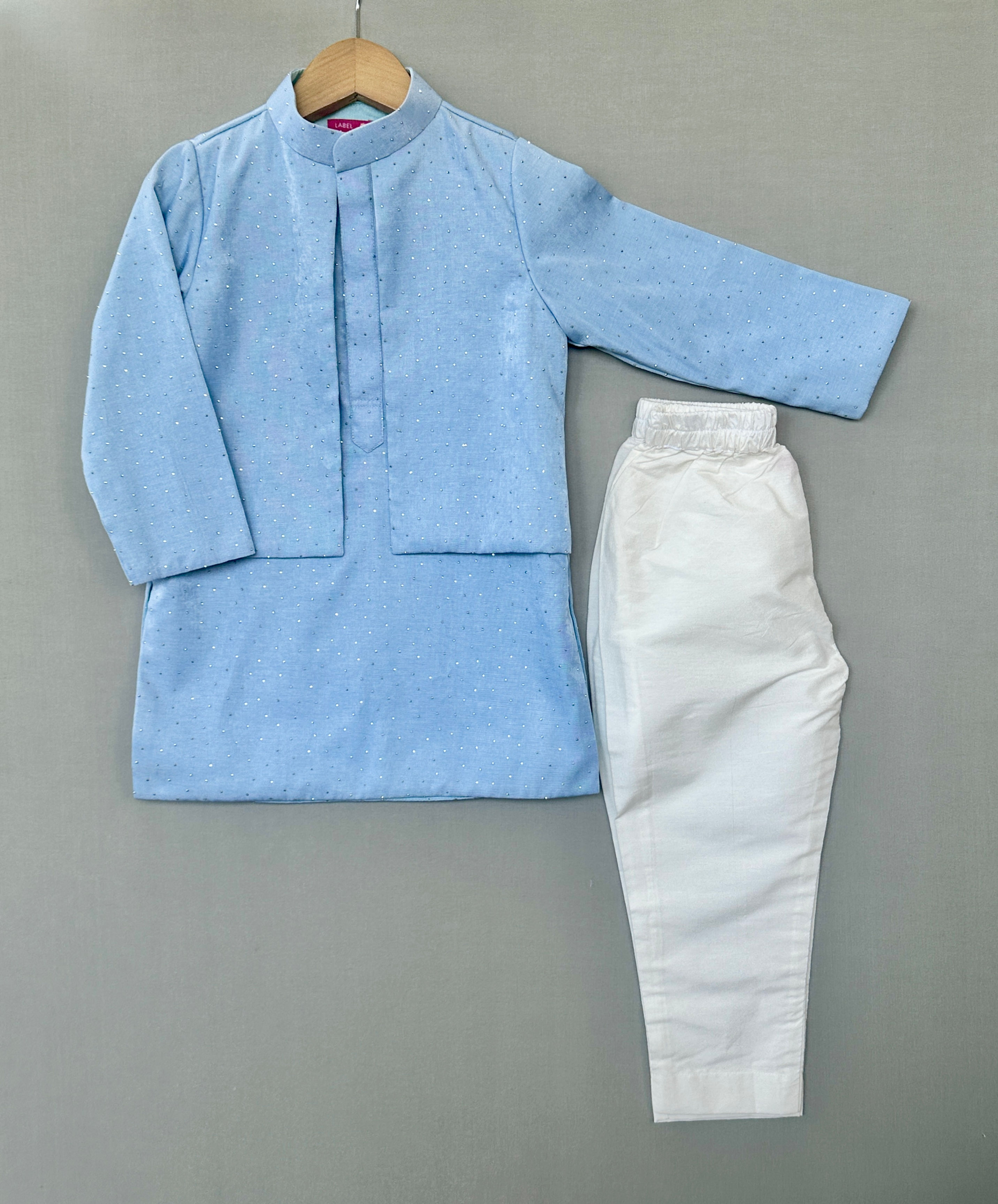 Denim Attached Jacket Kurta Set