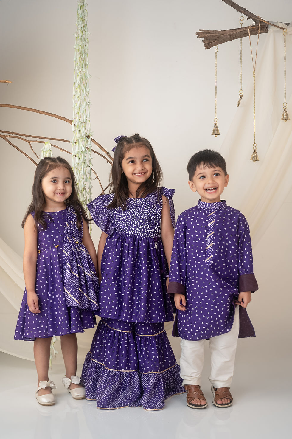 Thumbnail: Hand Embroidered Bandhni Printed Sharara Set in Purple