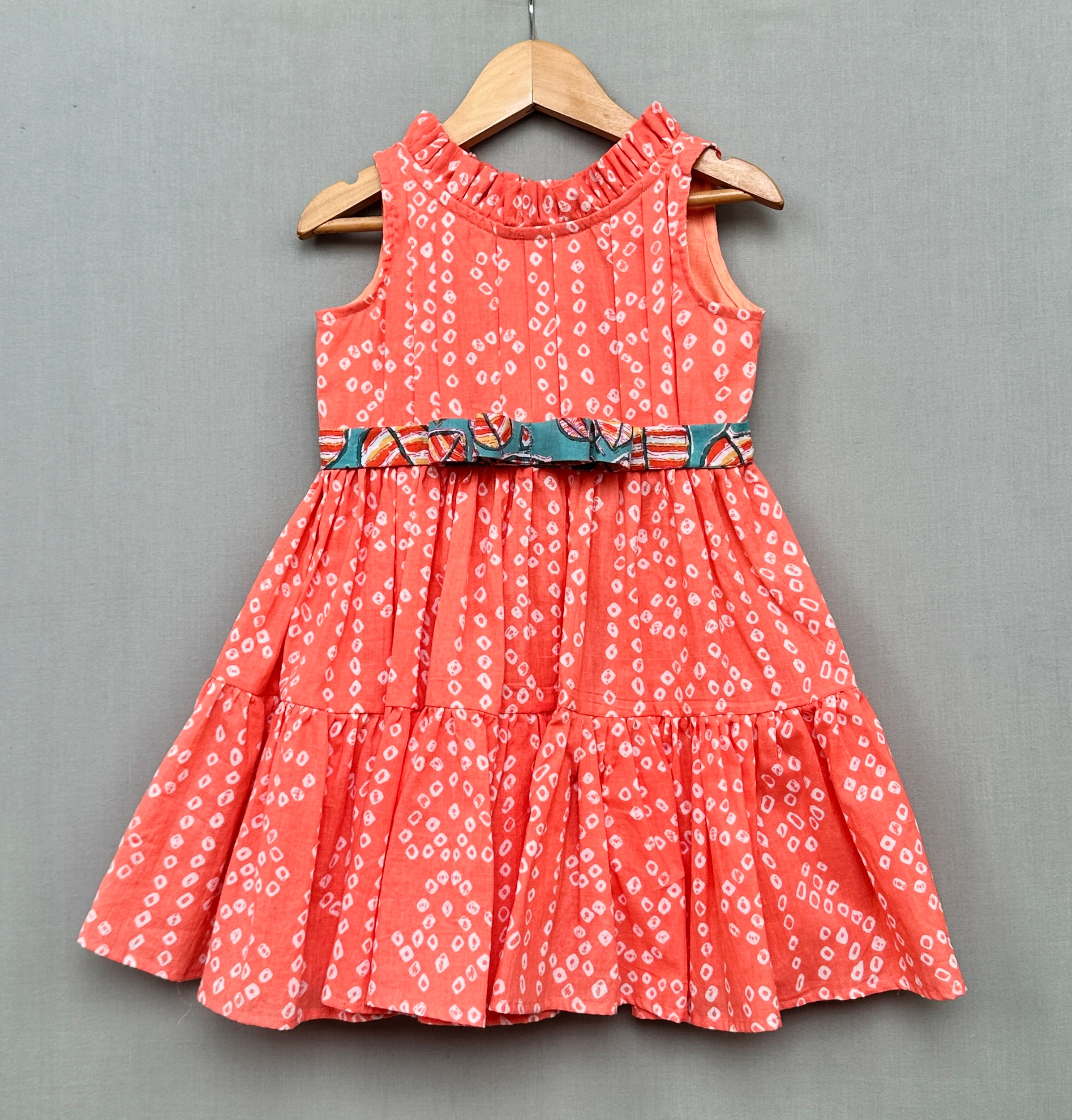 Bandhni Printed Dress with Stylish Belt