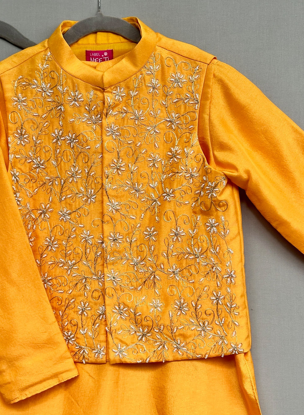 Thumbnail: Hand Embroidered And Bead Embellished Kurta And Pyjama Set