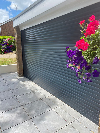 Garage Door after spray painting