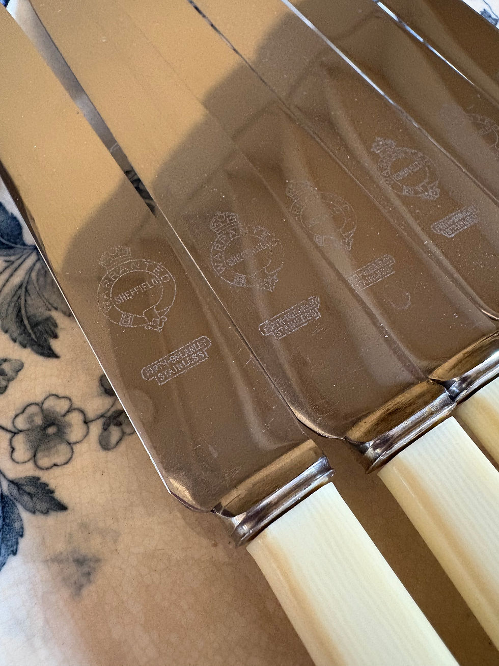 Thumbnail: Vintage Set Of Six Dinner Knives Original Sheffield Made