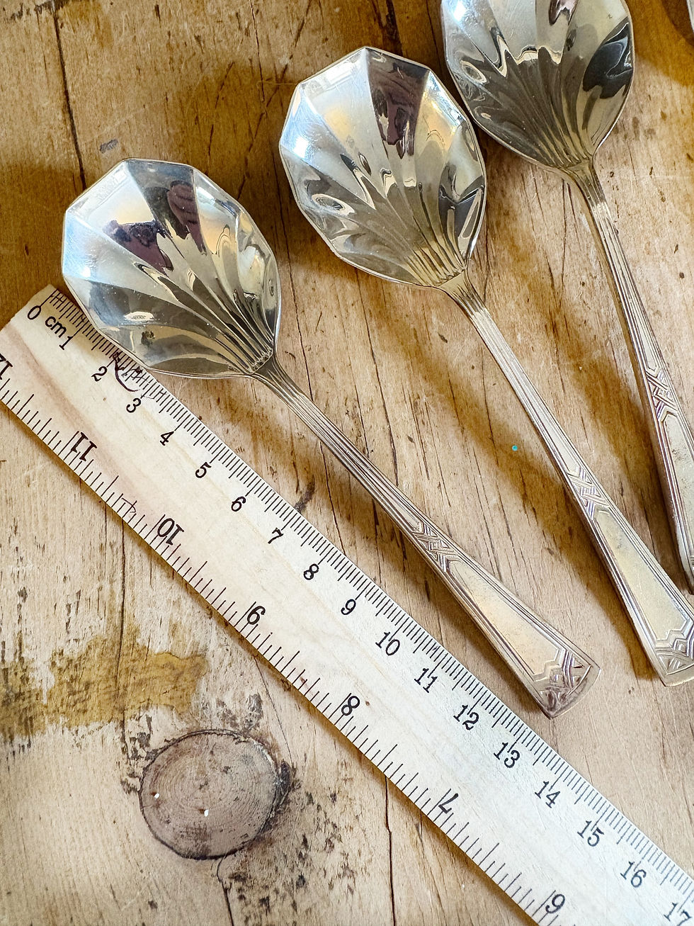 Thumbnail: Vintage Silver Plated Shell Small Desert Spoons