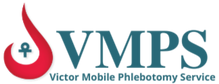 Victor Mobile Phlebotomy Service Logo. VMPS offers mobile lab, phlebotomy, and fluid collection to the communities of Florida's Treasure Coast in the comfort of their homes or offices or at our facility in Port St. Lucie.
