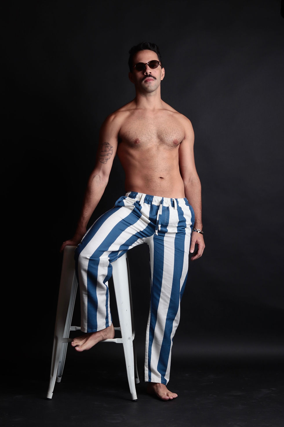 Miniatura: Calça Stripes linho blue