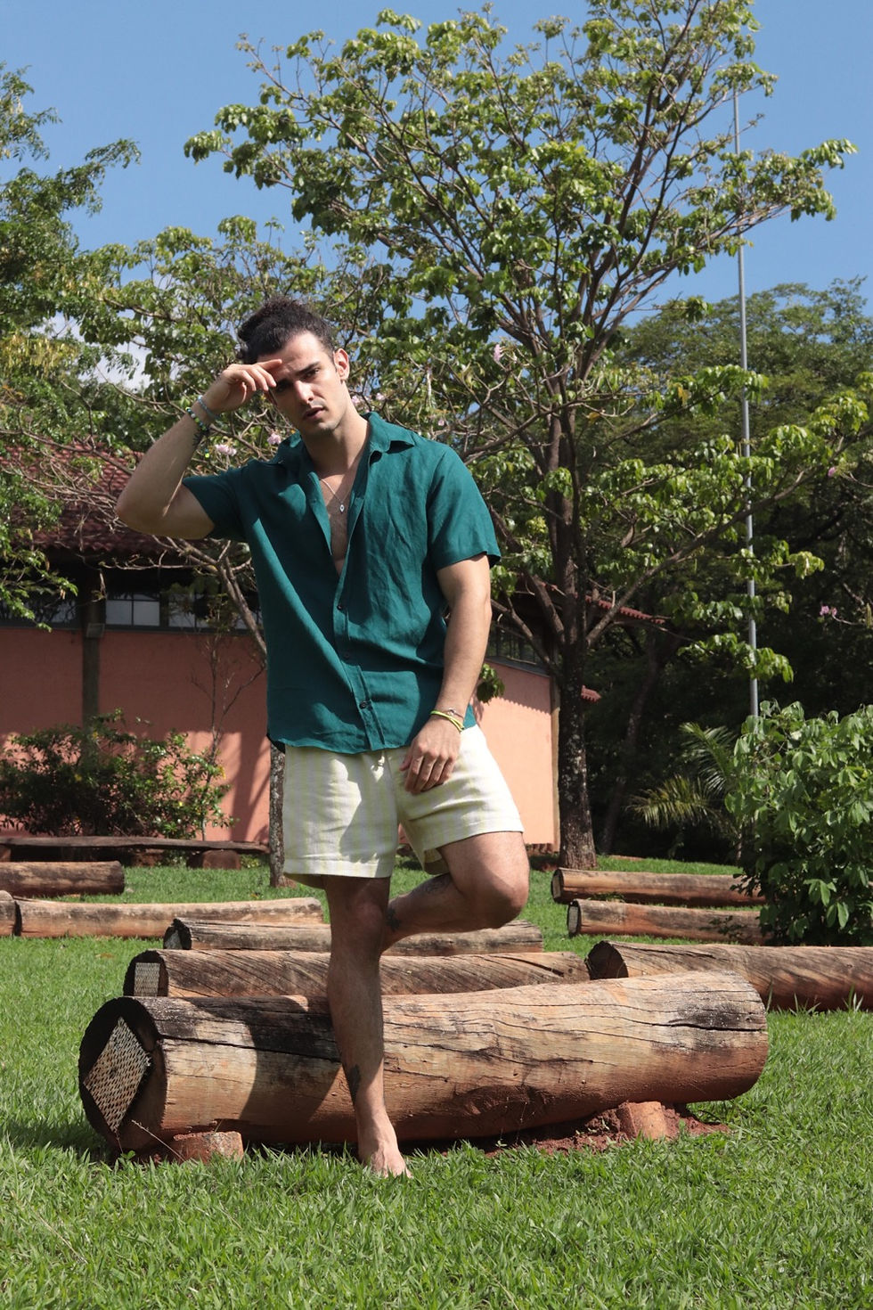 Miniatura: Camisa linho verde musgo