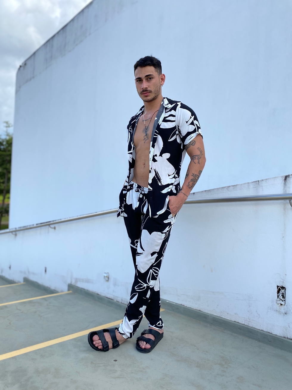 Miniatura: Calça folhas viscose 