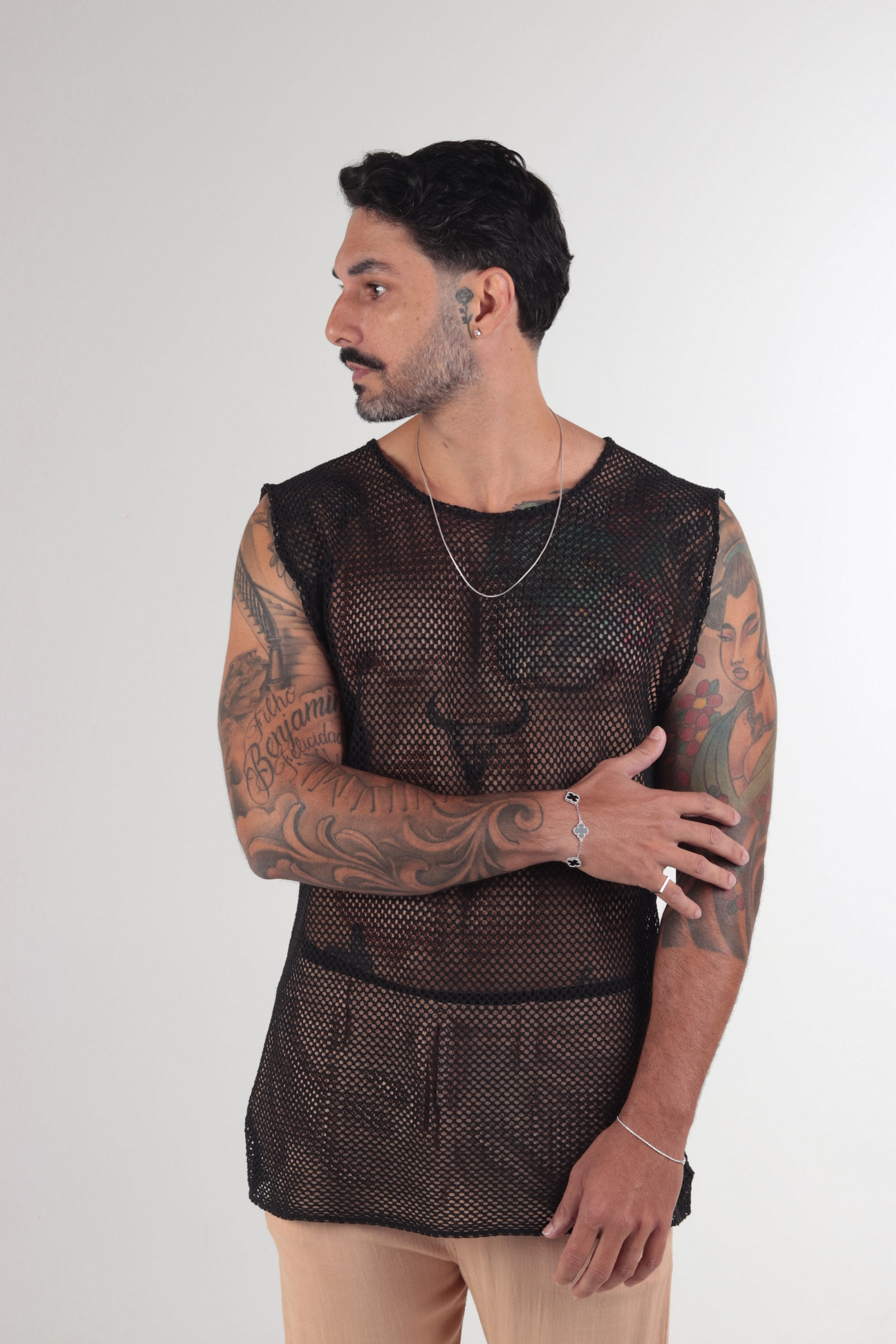 Regata tricot vazado black