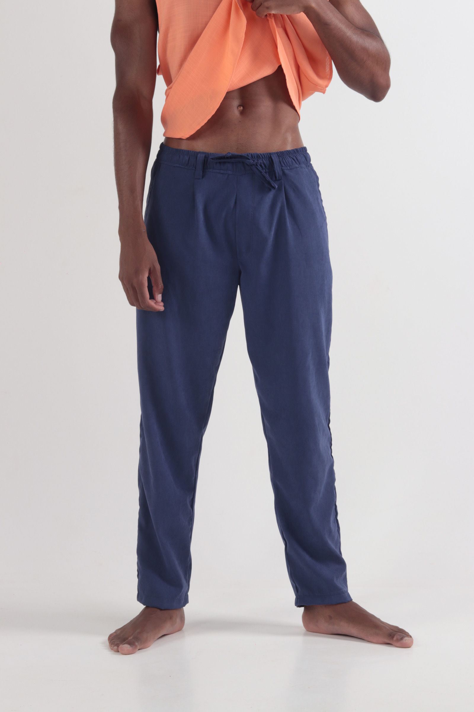 Calça viscose com veludo blue