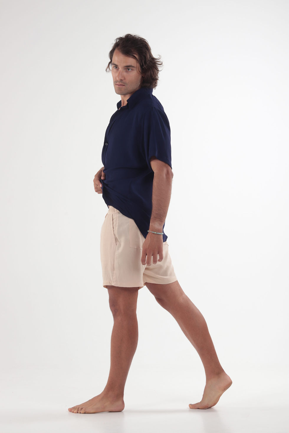 Miniatura: Camisa viscolinho azul marinho