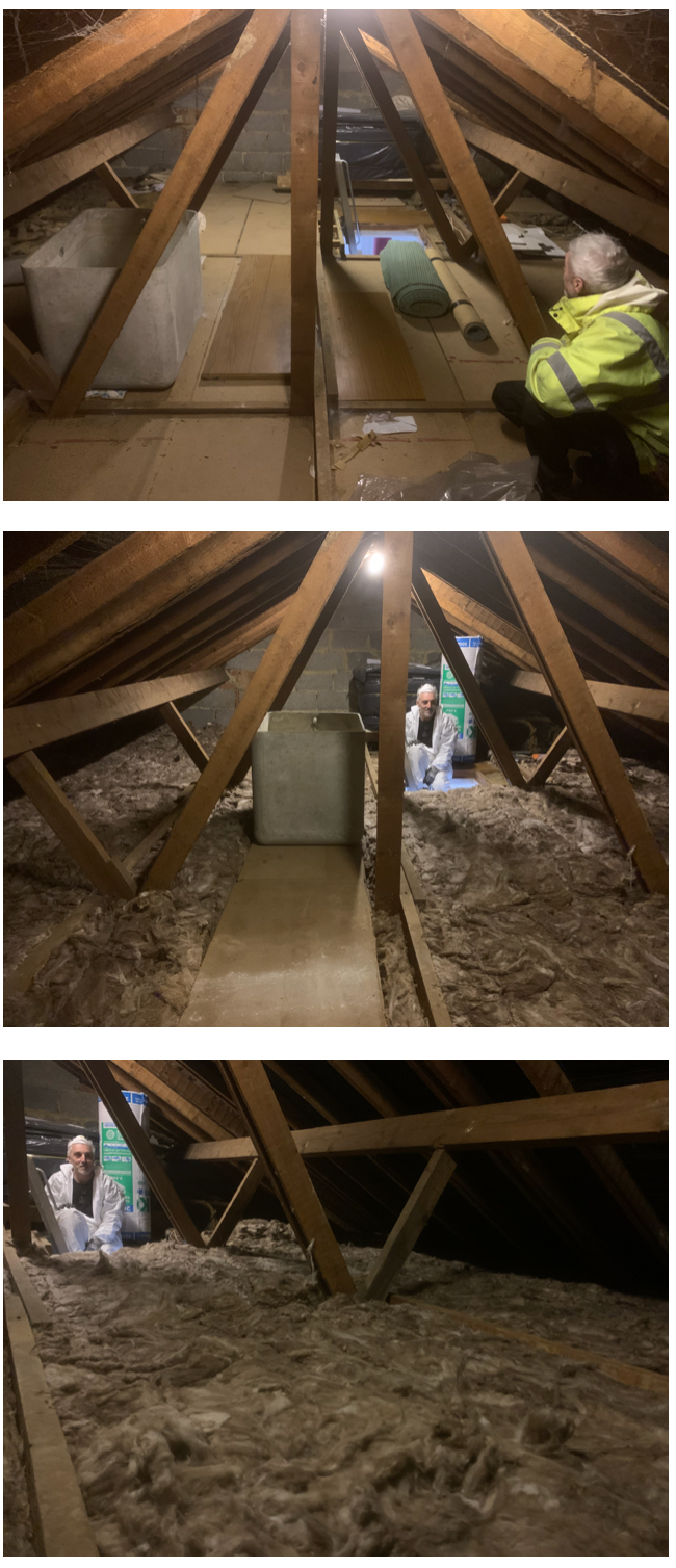 Loft insulation top up - Tank and board removal