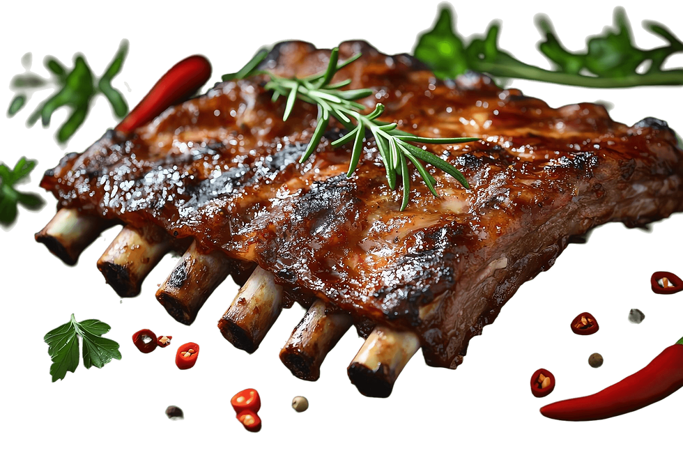 delicious-bbq-ribs-platter-with-glazed-pork-rosemary-garnish-savory-barbecue-sauce-mouthwa