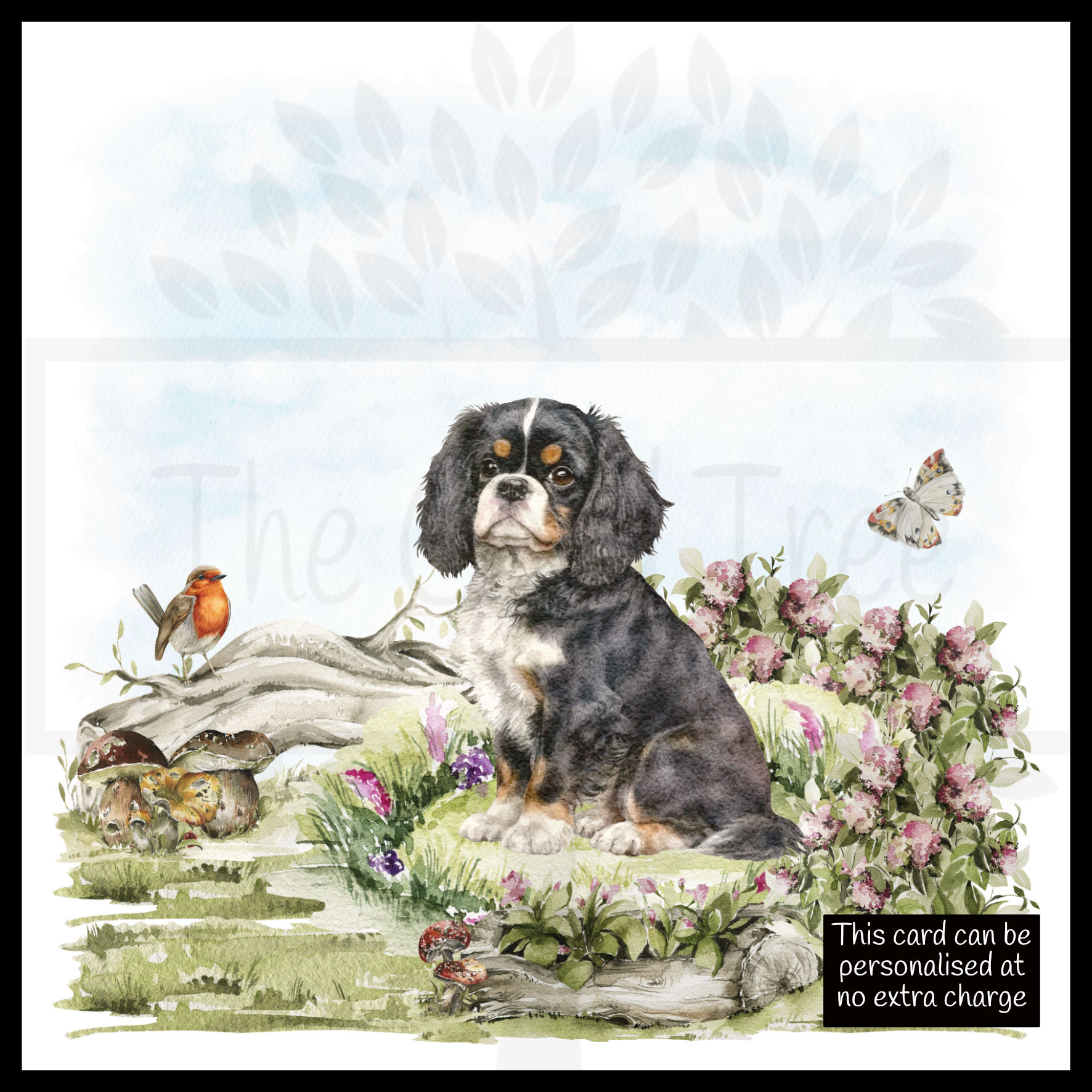 King Charles Spaniel in Grass - Dark