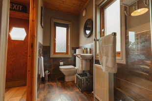 Downstairs bathroom at Frida log cabin, Whinstone View