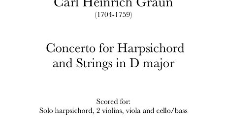 Graun - Harpsichord Concerto in D. Digital Download