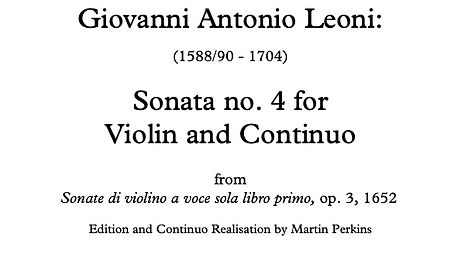 Leoni - Violin Sonata 4 - Digital Download