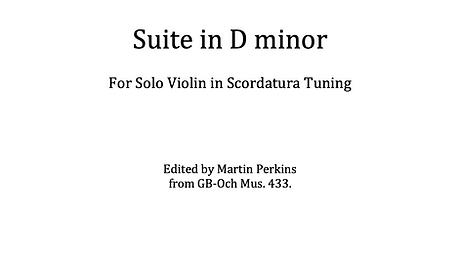 Mell - Suite in D minor For Solo Violin in Scordatura Tuning - Digital Download