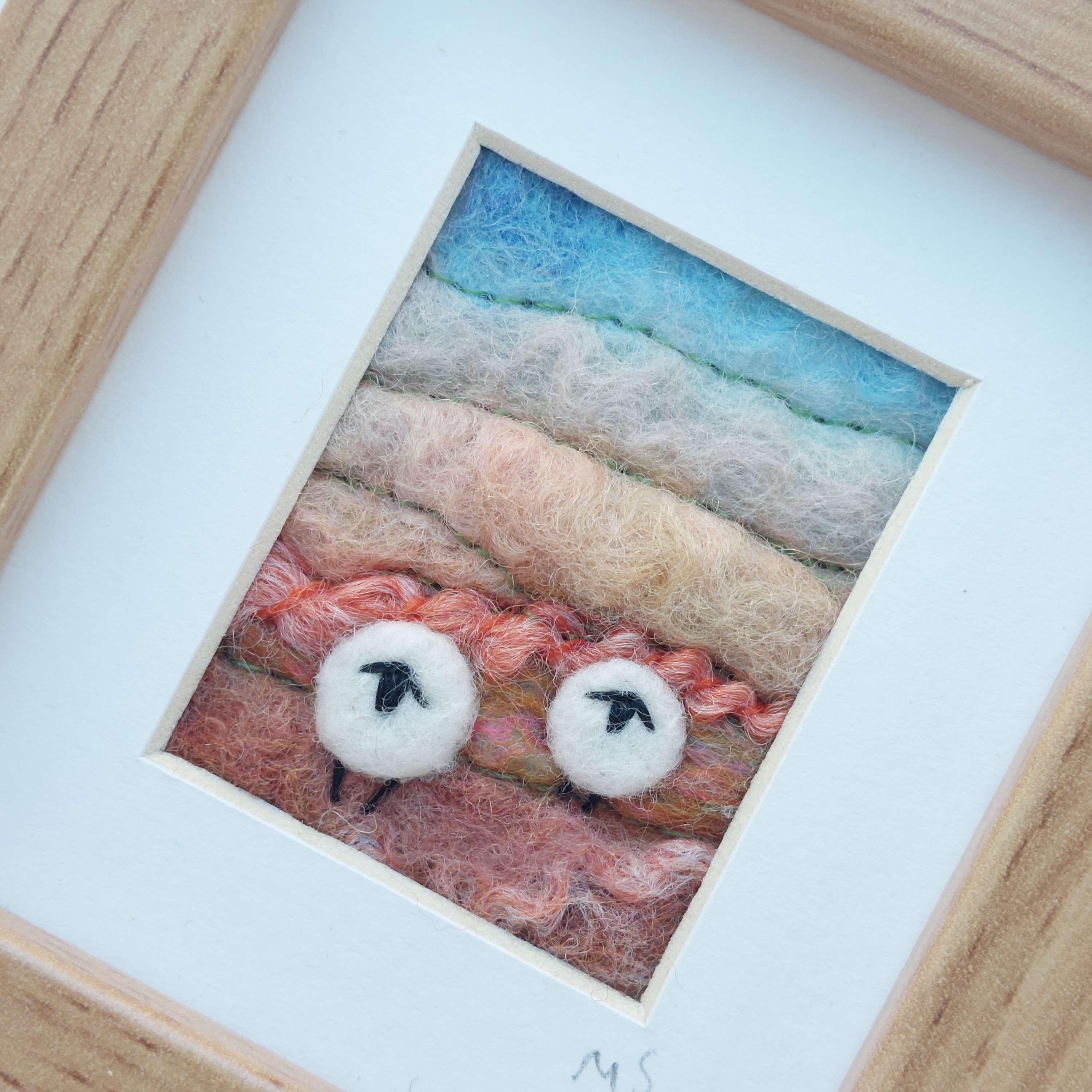 Felted wool sheep landscape